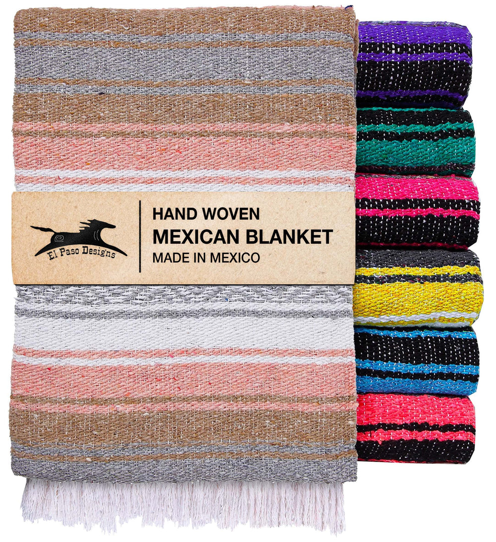 El Paso Designs Mexican Yoga Blanket front view in Champagne
