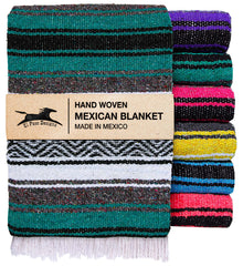 El Paso Designs Mexican Yoga Blanket in Esmeralda front view