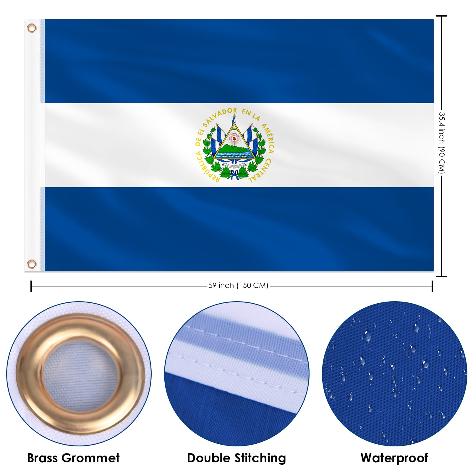 El Salvador flag displayed outdoors in a garden