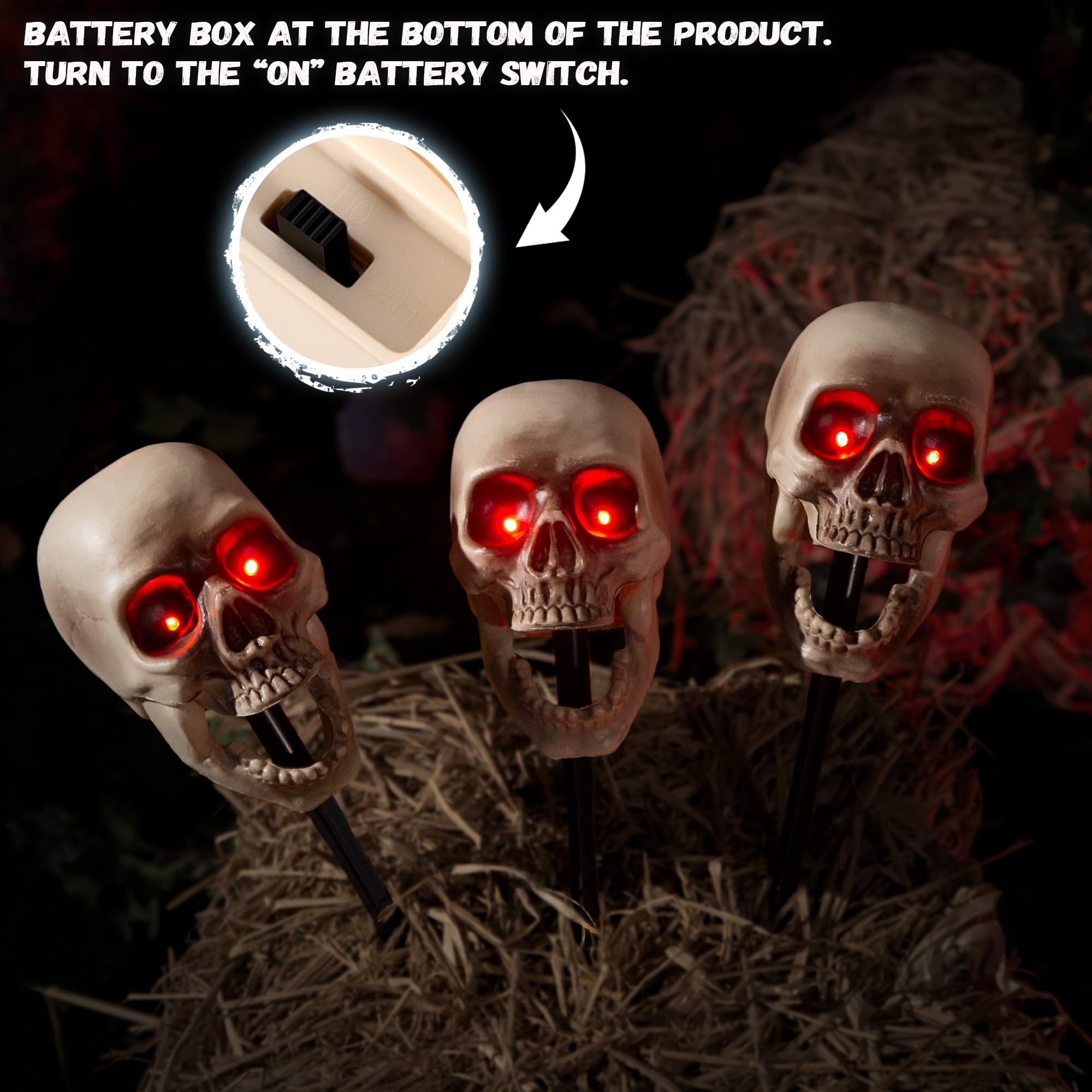 ELAMAS animated skull head ready for Halloween party decoration