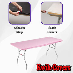 Elastic edges of Kwik-Covers table cover close-up