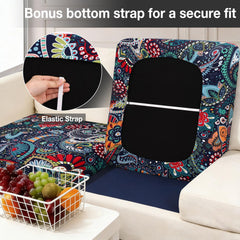 Elastic straps and metal hooks on hyha cushion covers