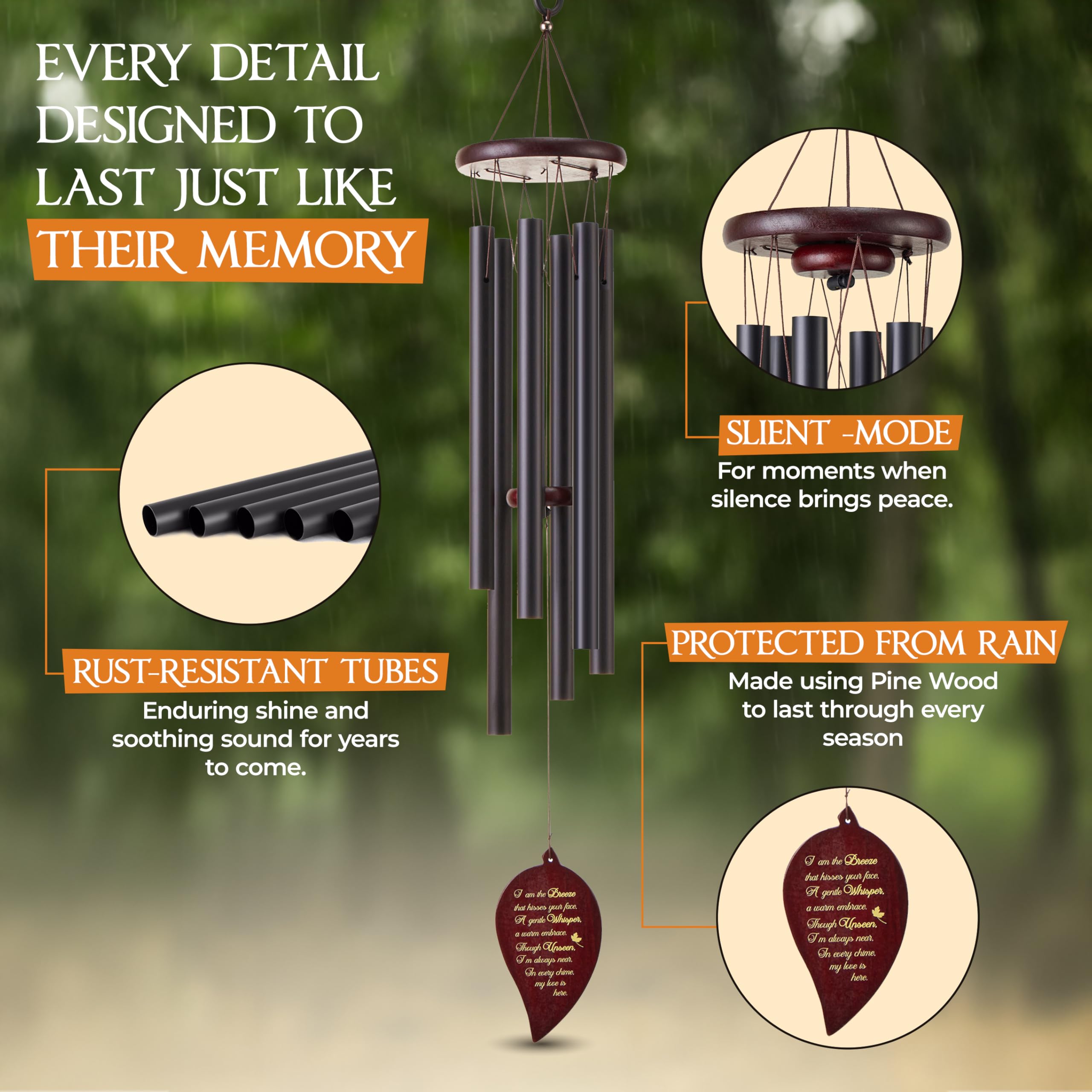 Elegant black and brown design of Captain Decor Wind Chimes