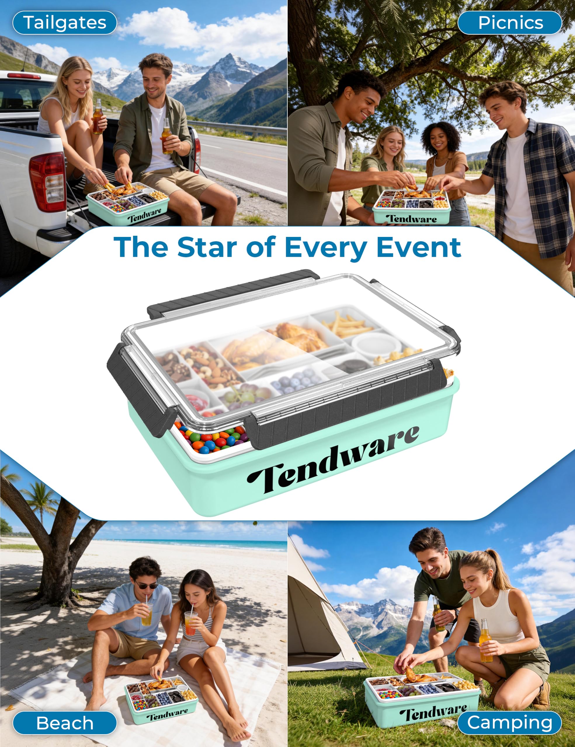 Elegant blue gift box packaging for TENDWARE LIFE Snackle Box