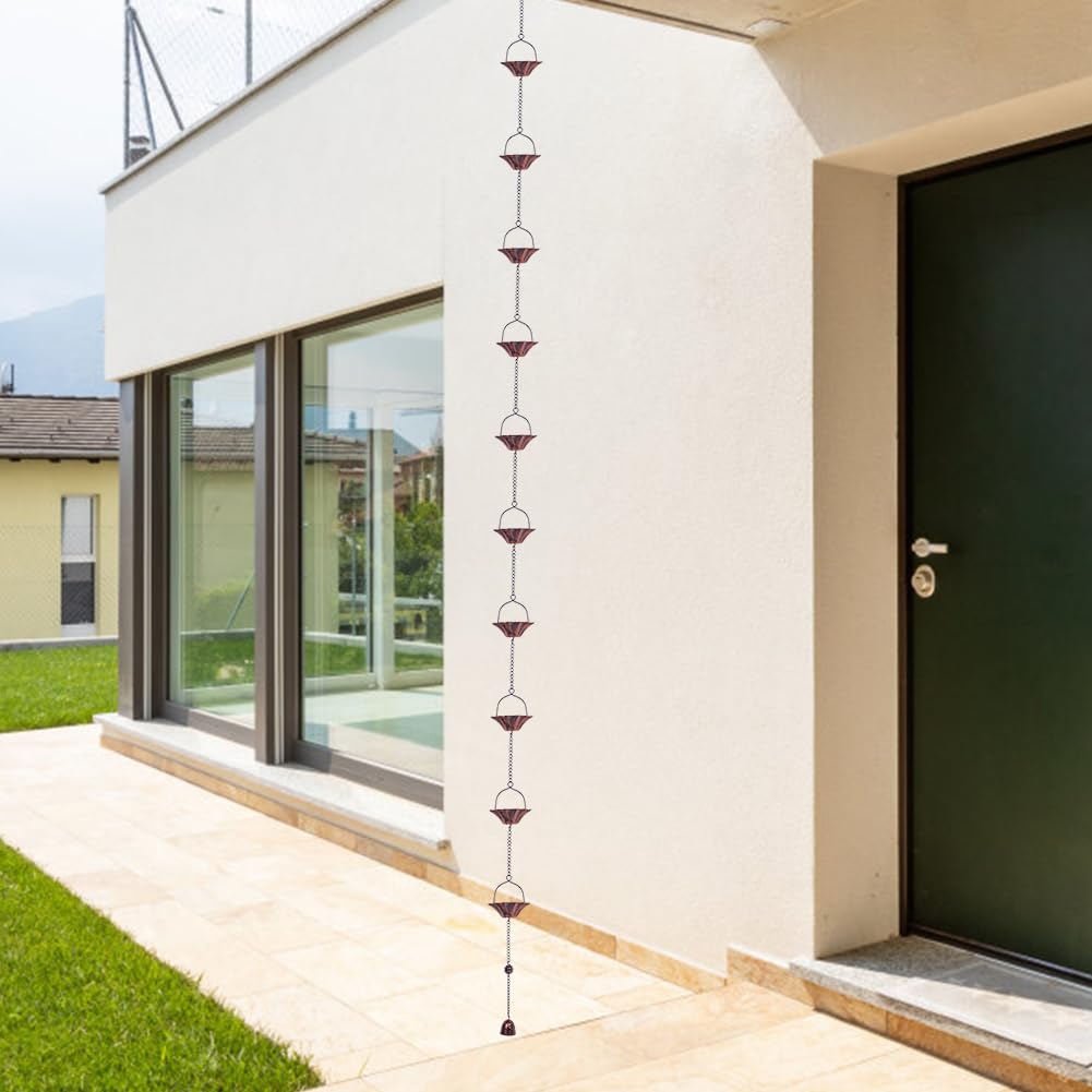 Elegant display of Qipade rain chain in a garden