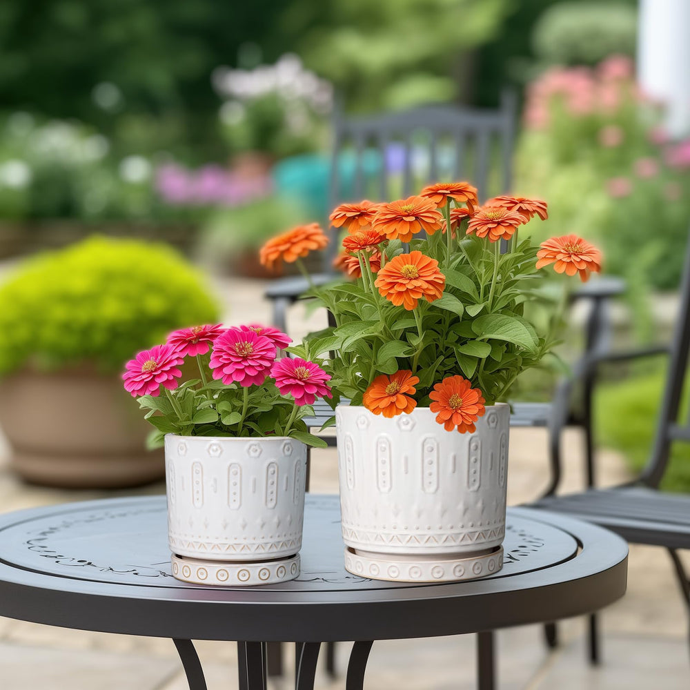Elegant Eightpot Ceramic Planter in Garden