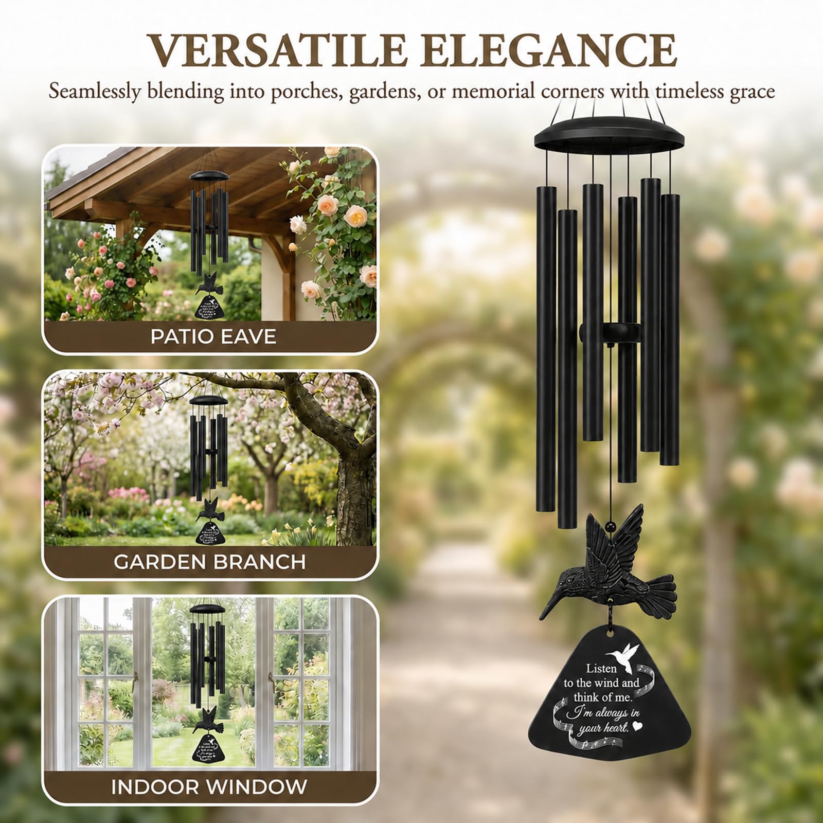 Elegant poem card included with PIXPRI Wind Chimes
