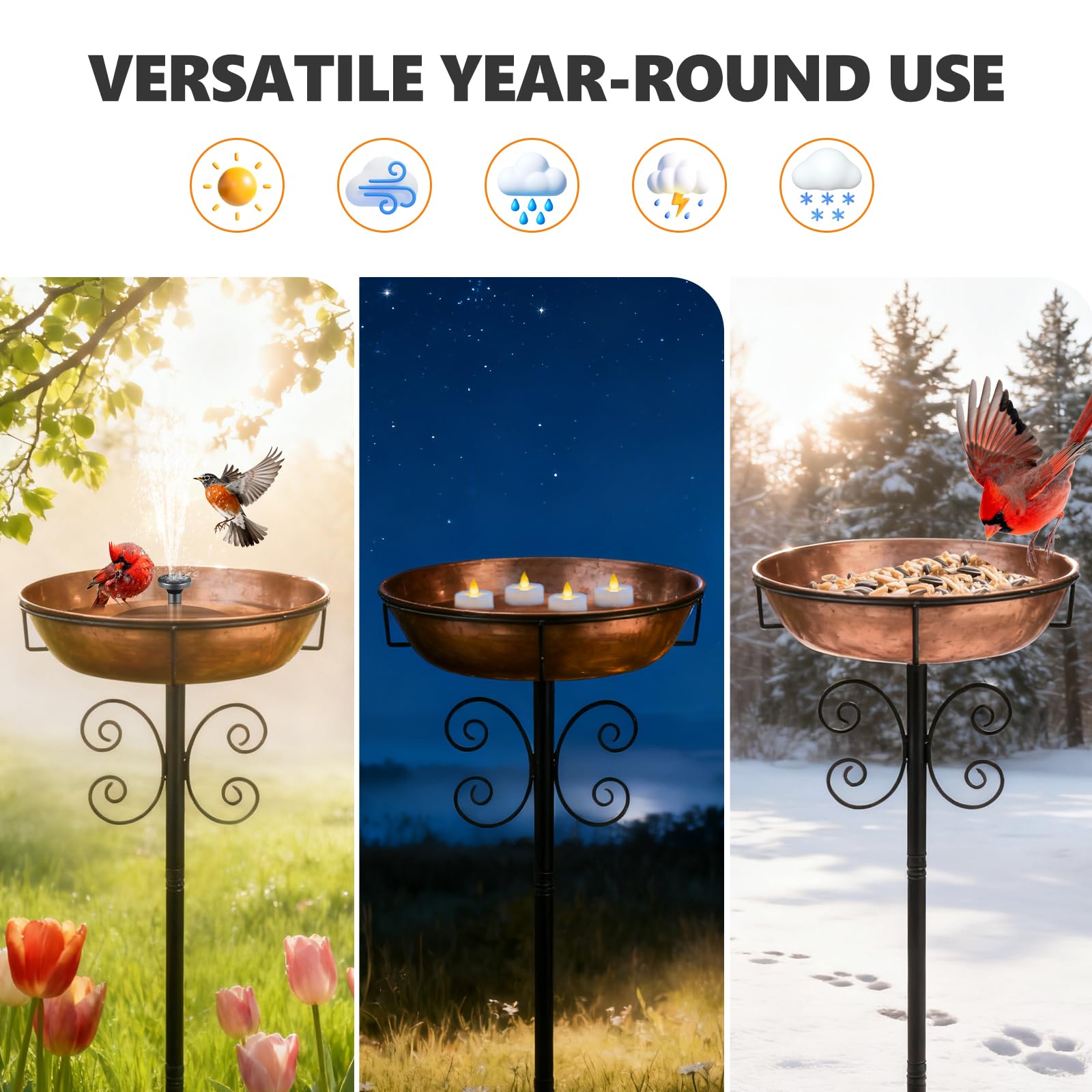 Elegant vintage design of inanil bird bath