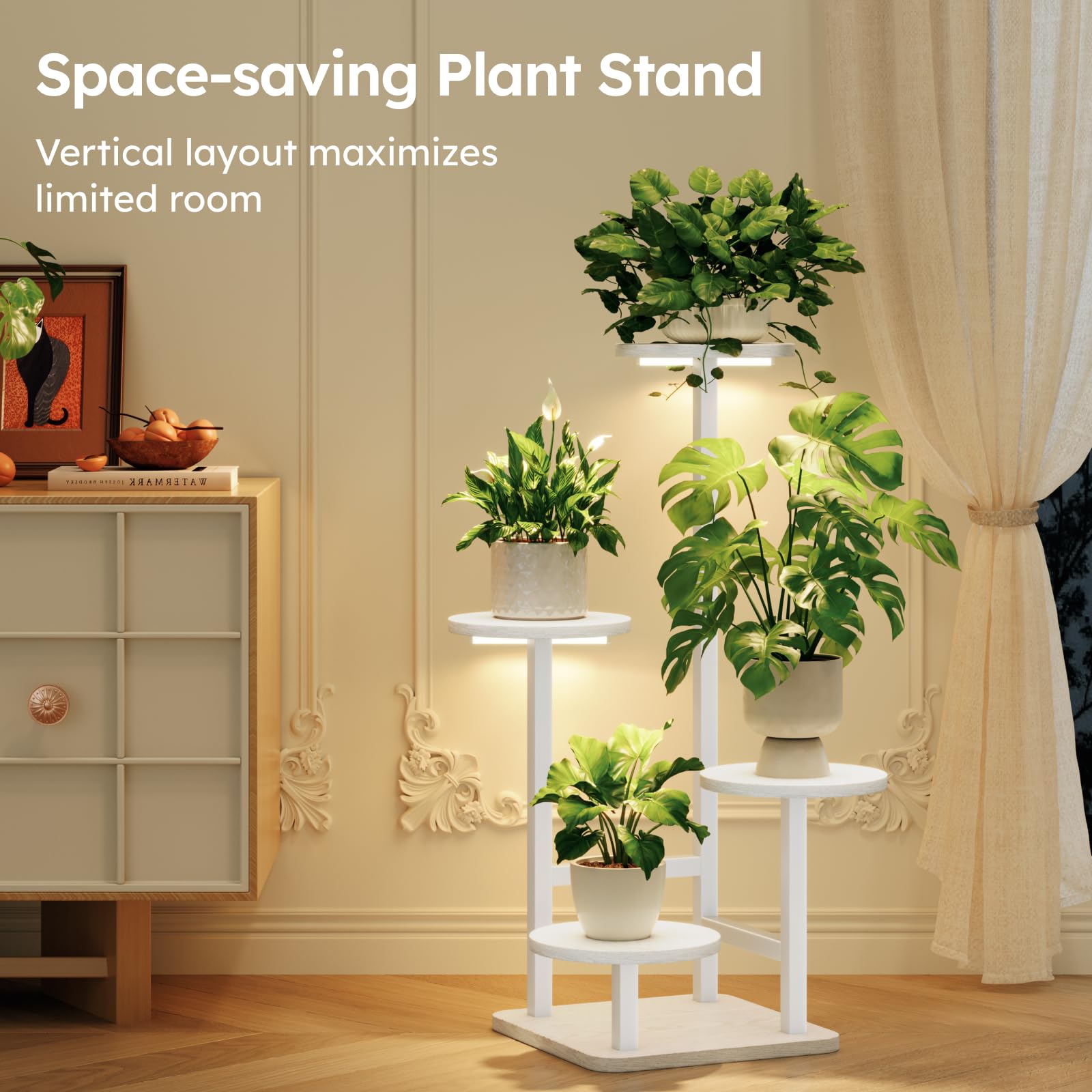 Elegant white finish of Homsorout plant stand in modern decor