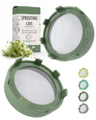 Elementi Sprouts Growing Kit set of two sprouting lids in sage green