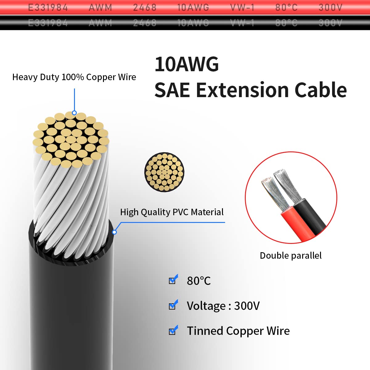 ELFCULB SAE Extension Cable with waterproof cap