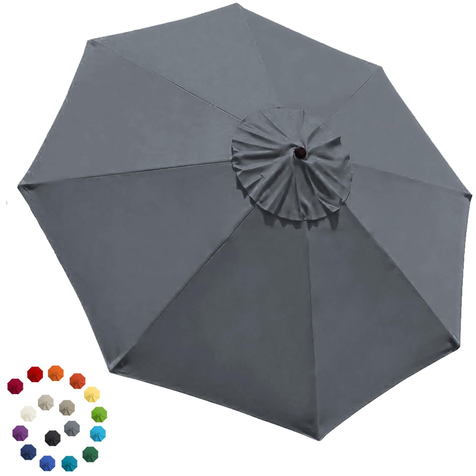 EliteShade 9FT grey patio umbrella replacement canopy cover front view
