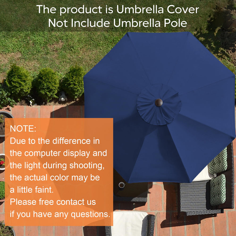 EliteShade 9FT patio umbrella navy blue canopy cover side view