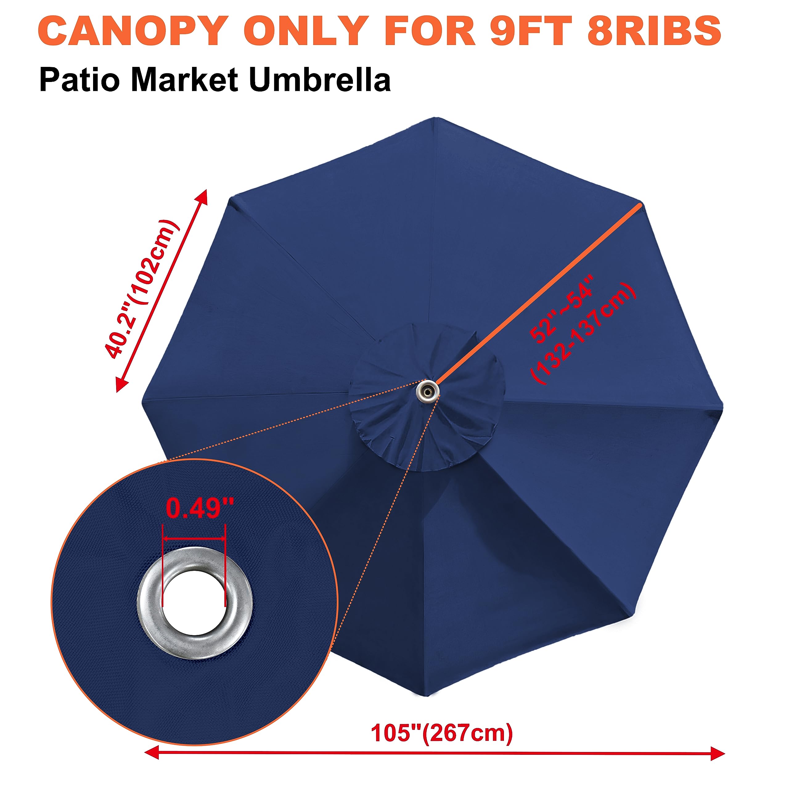 EliteShade 9FT patio umbrella navy blue canopy cover with air vent