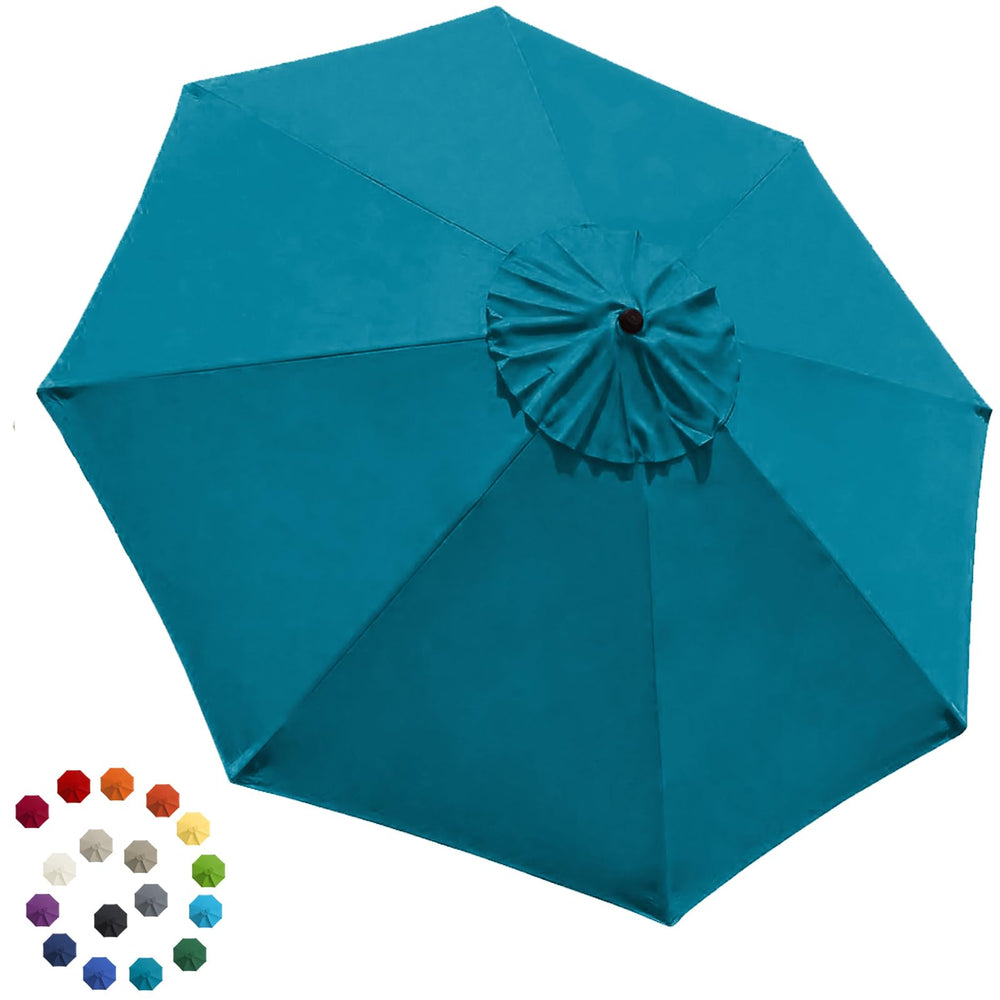 EliteShade 9FT Patio Umbrella Replacement Canopy Cover in Teal front view