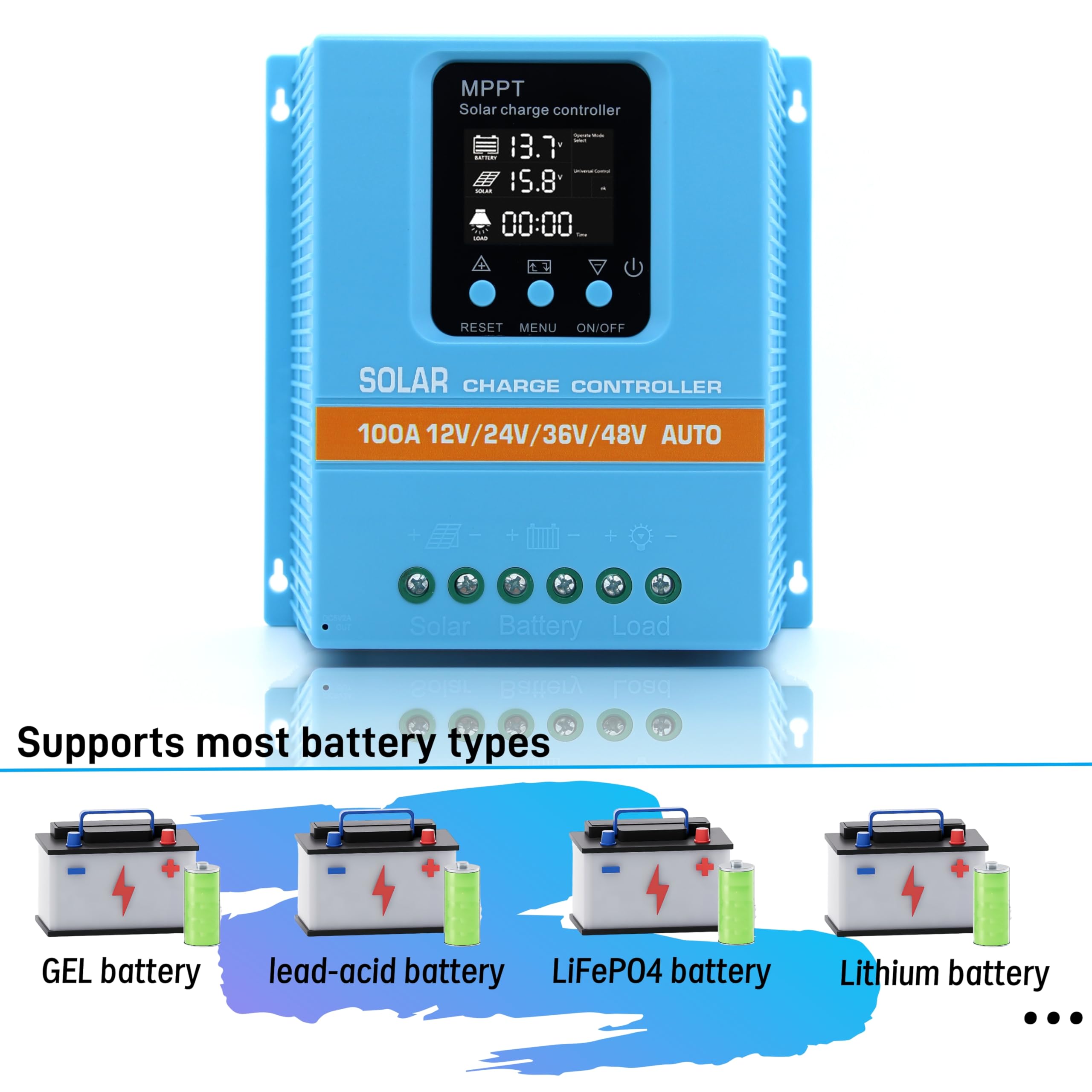 ELUSH 100A MPPT Solar Charge Controller with user manual