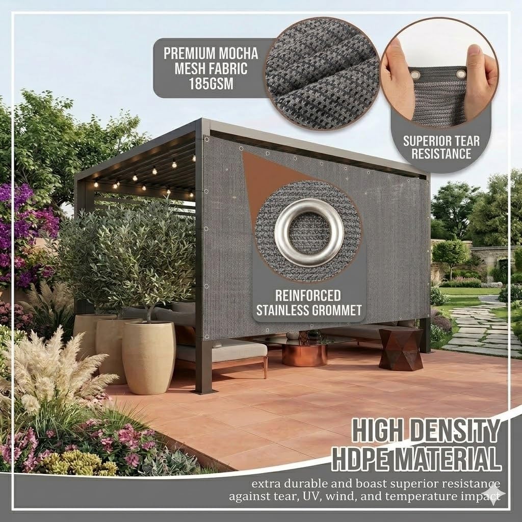 EMERIT shade cloth showing stainless steel grommets