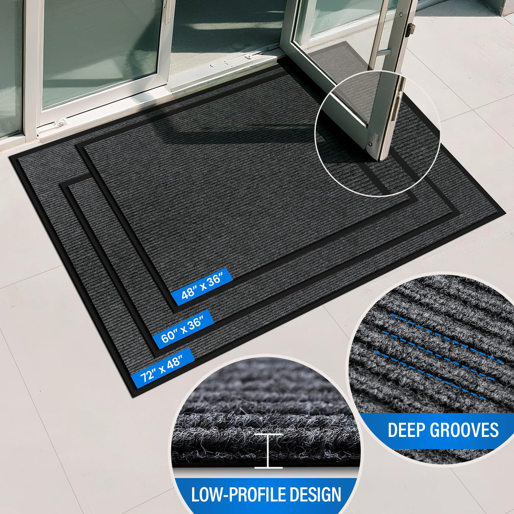 EMQIMA doormat being rinsed with a garden hose