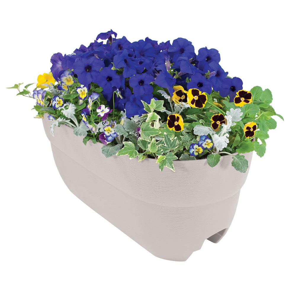 Emsco Group Bloomers Railing Planter front view, white