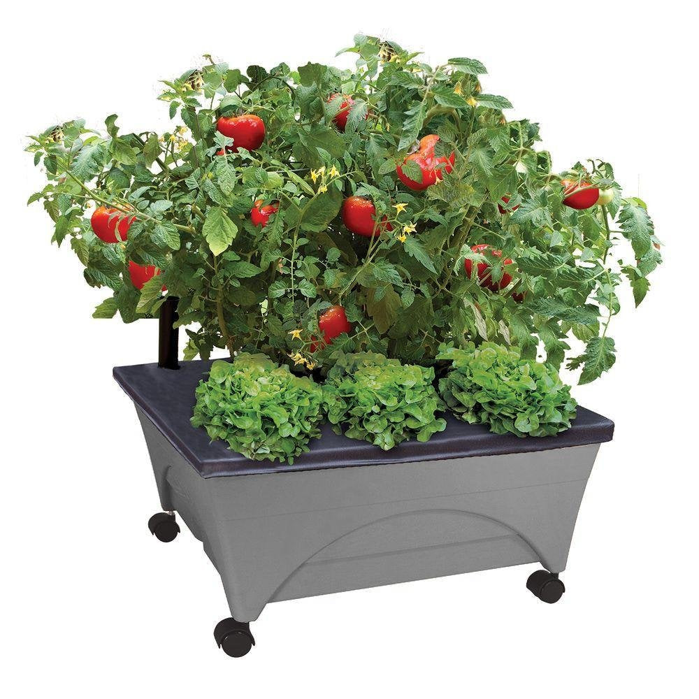 Emsco Group City Picker Raised Bed Grow Box front view in slate