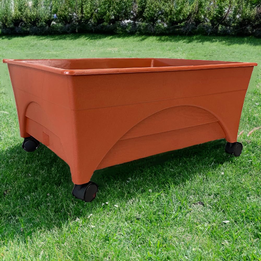 Emsco Group City Picker Raised Bed Grow Box side view with wheels