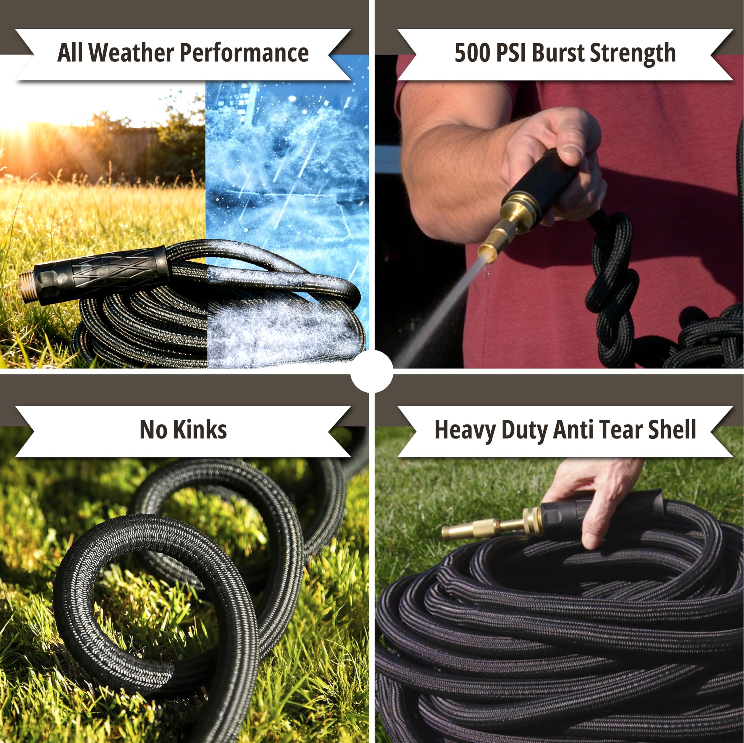 EMSON Hydrosteel PRO 50 Ft Heavy Duty Garden Hose in a modern garden setting