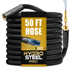 EMSON Hydrosteel PRO 50 Ft Heavy Duty Stainless Steel Garden Hose front view