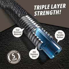 EMSON Hydrosteel PRO 50 Ft Heavy Duty Stainless Steel Garden Hose with brass nozzle