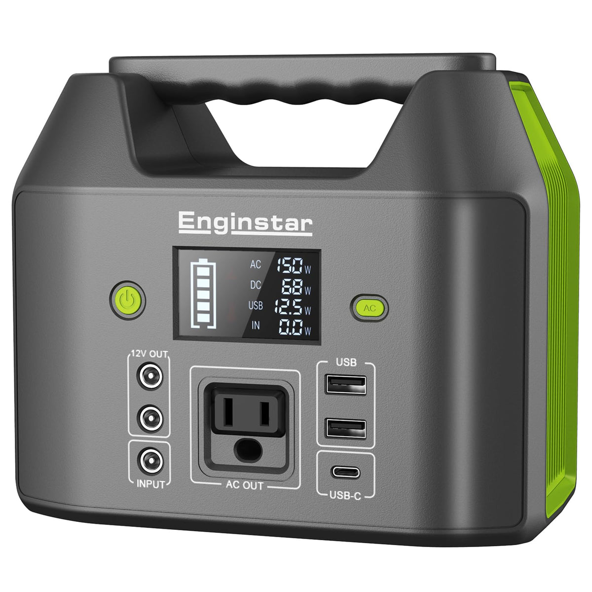 EnginStar Portable Power Station front view with AC outlet