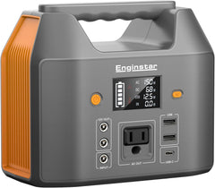 EnginStar Power Bank front view with AC outlet and USB ports