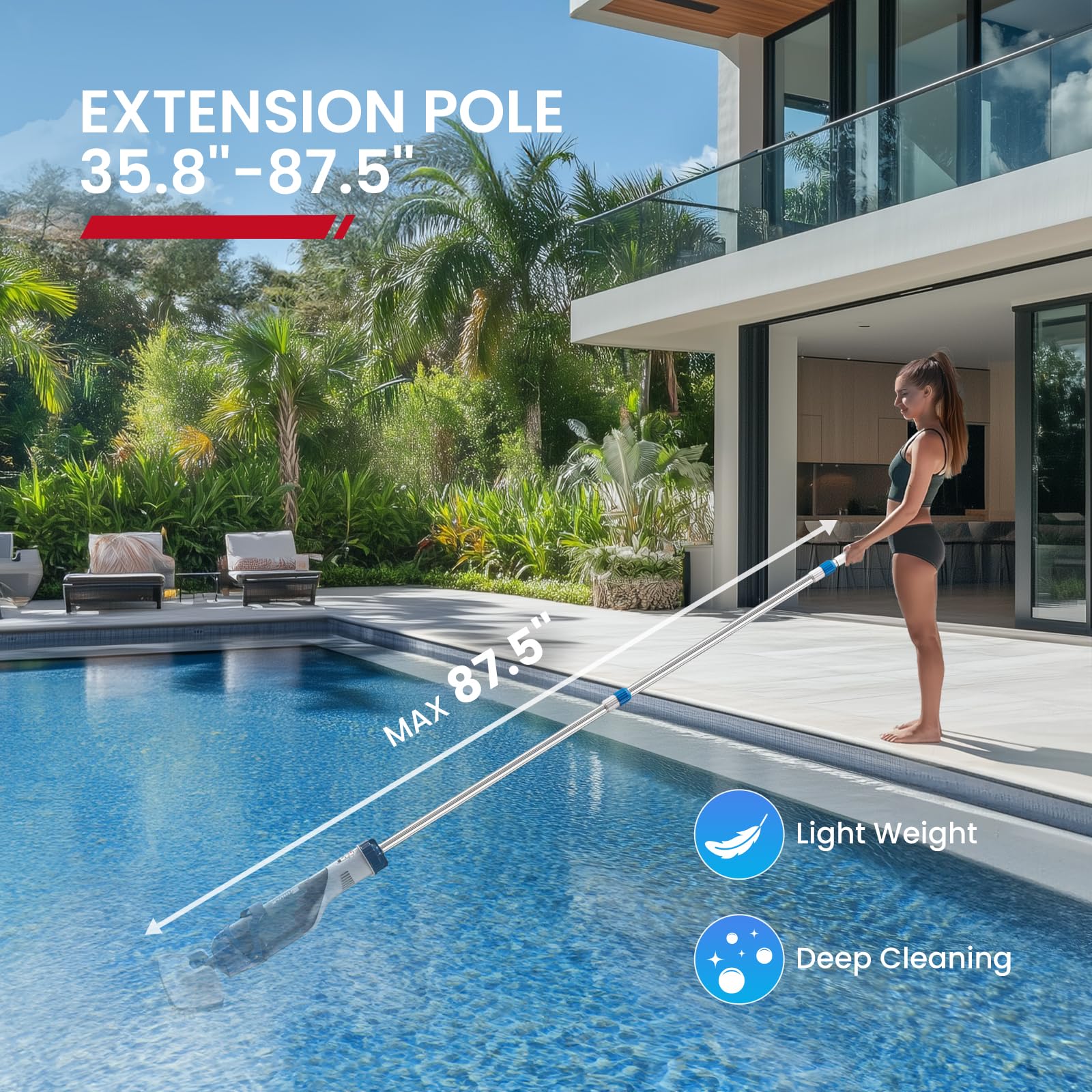 Enhulk PC18 pool vacuum with removable filter displayed