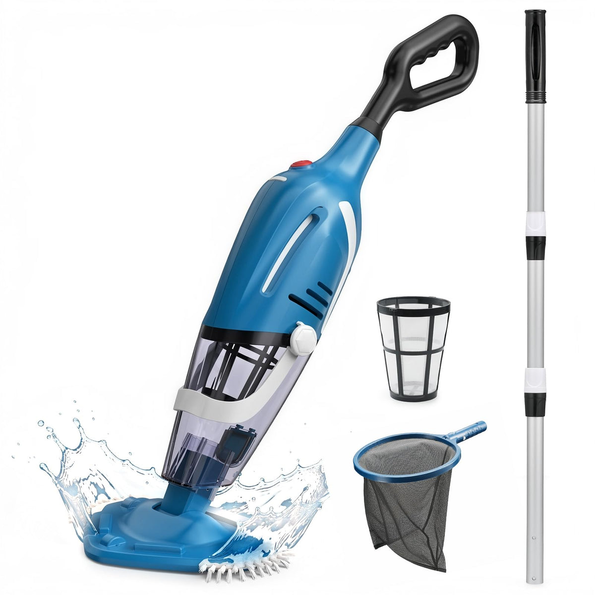 Enhulk PC40 Cordless Pool Vacuum front view with attached pool net