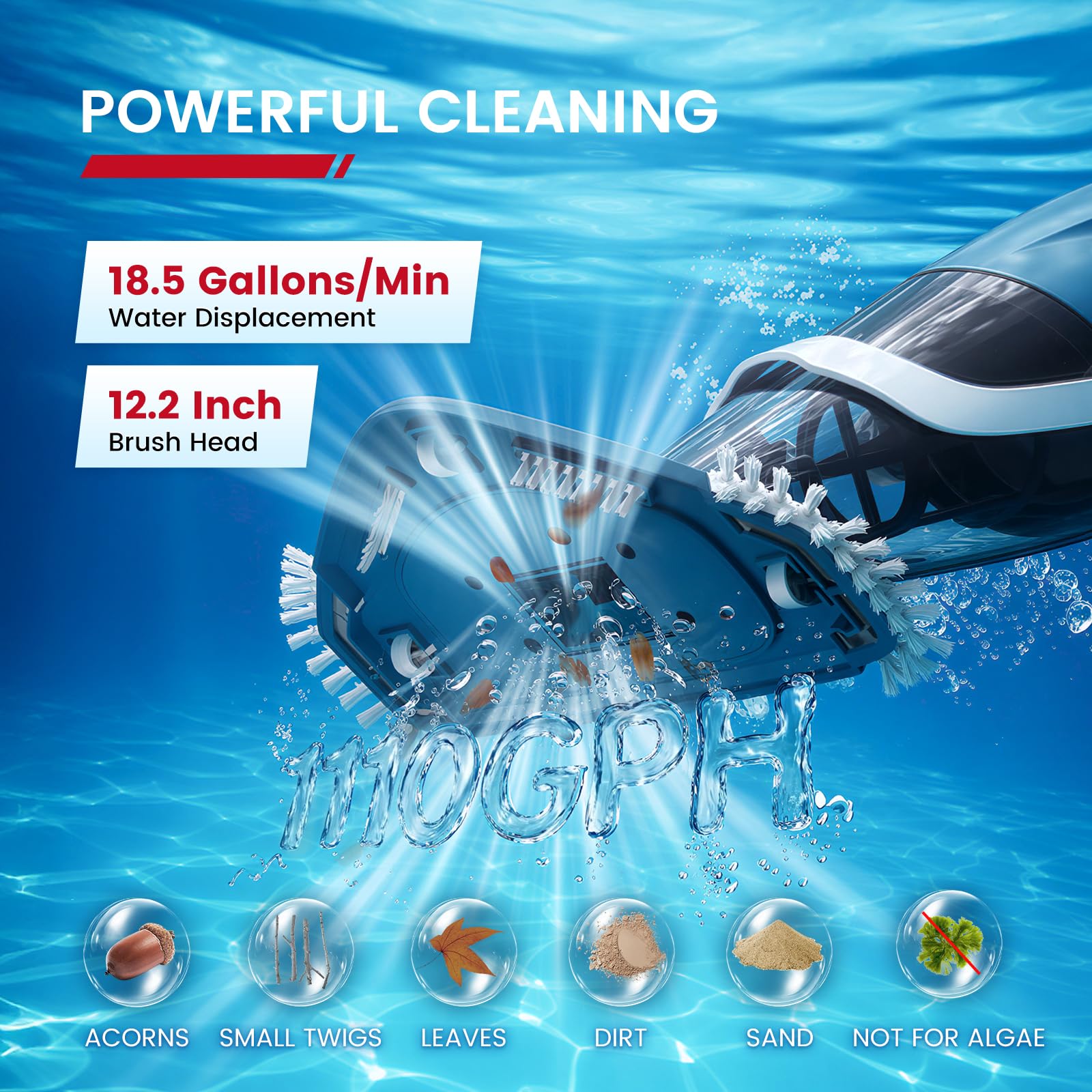 Enhulk PC40 Pool Vacuum with telescopic pole extended