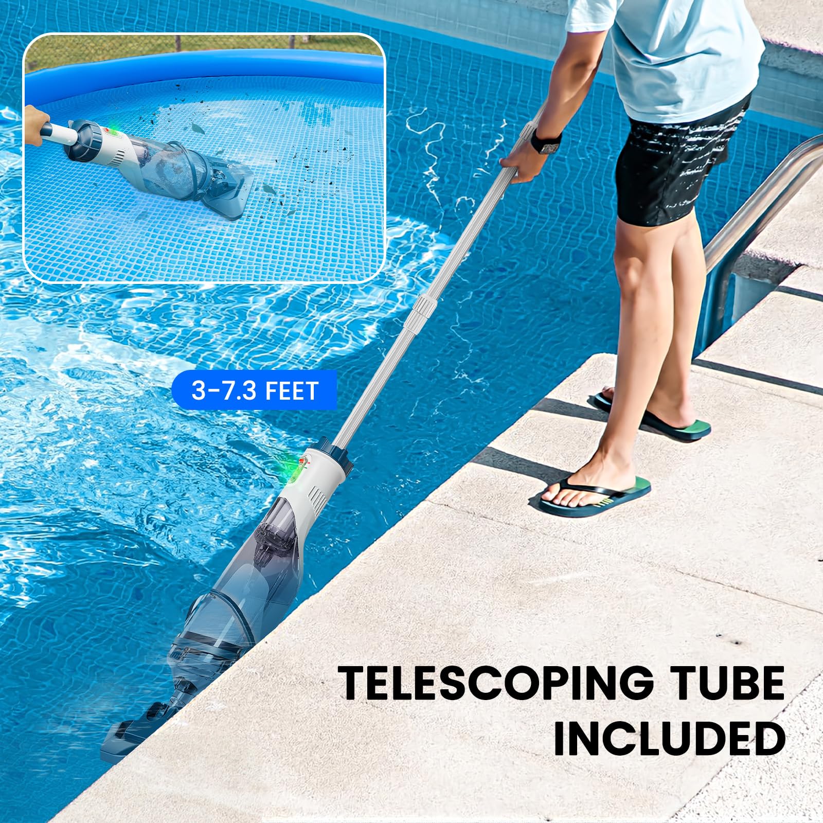 Enhulk pool vacuum in action cleaning pool debris