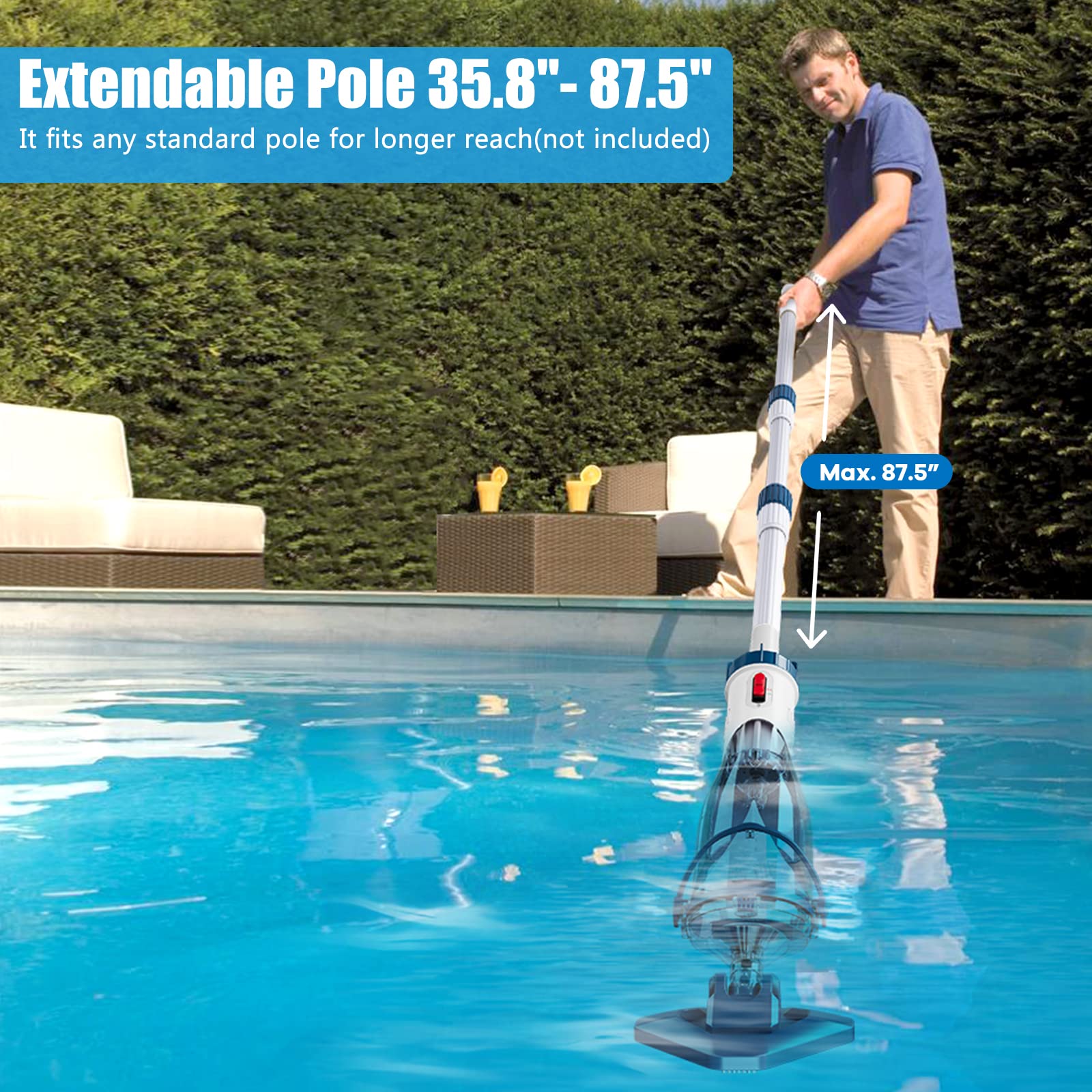 Enhulk pool vacuum with short handle attached
