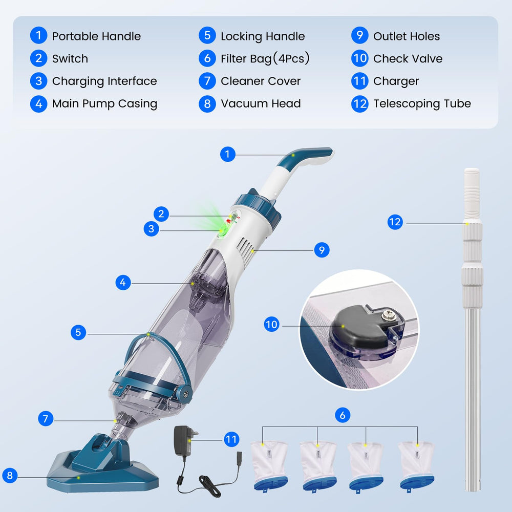 Enhulk pool vacuum with user-friendly controls visible