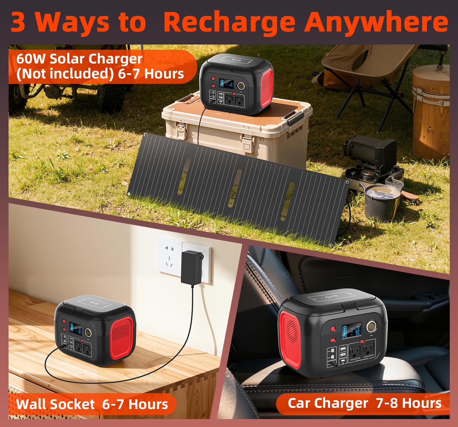 ENOFLO portable power station with AC adapter and user manual