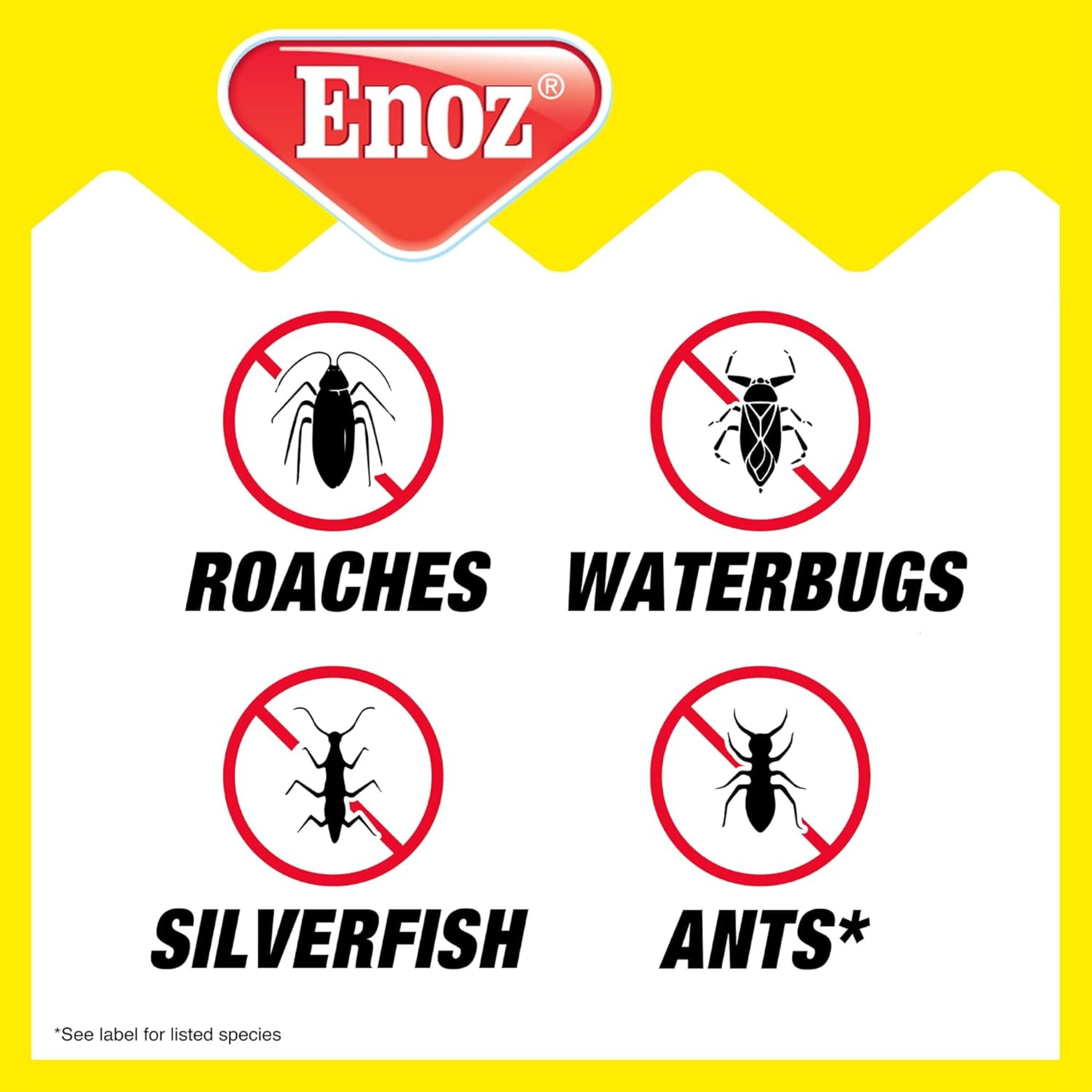 Enoz Roach Away Boric Acid Powder back view of packaging