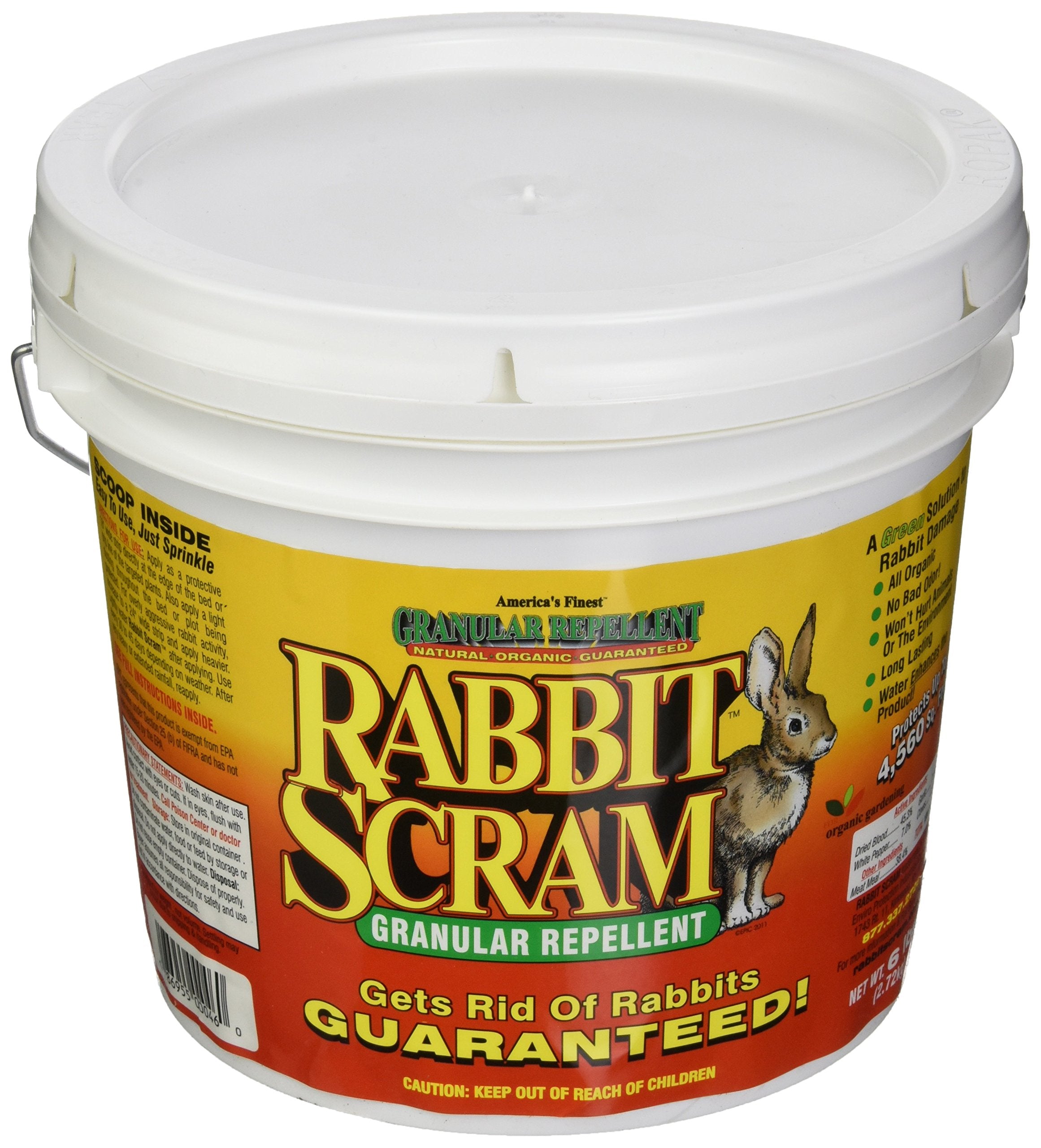 Enviro Pro Rabbit Scram Repellent Granular white pail front view