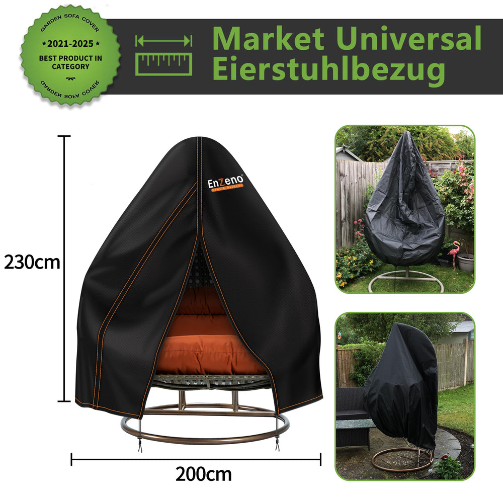 Enzeno Double Patio Egg Chair Cover with drawstring detail