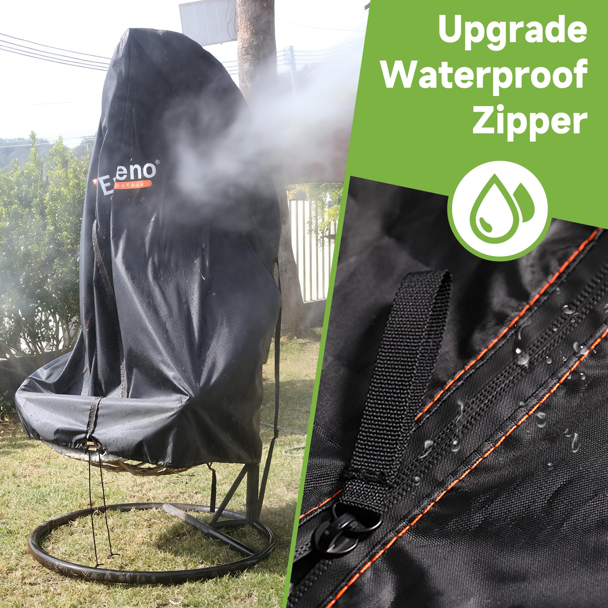Enzeno Double Patio Egg Chair Cover with windproof zipper