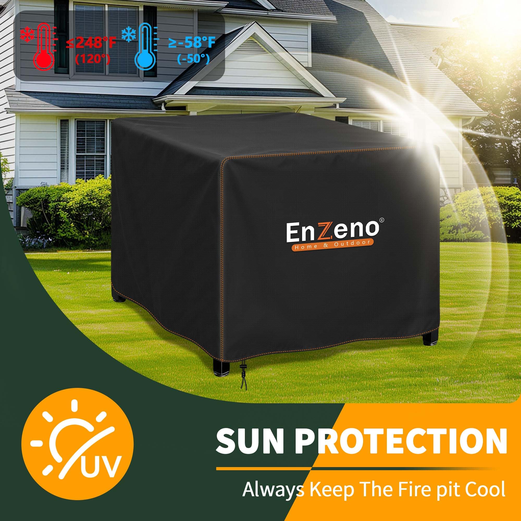 Enzeno Fire Pit Cover black fabric close-up