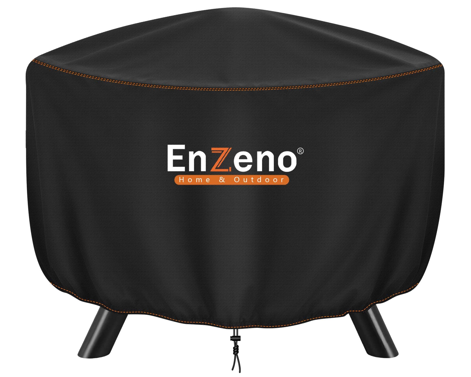 Enzeno Fire Pit Cover round 37 inches diameter black front view