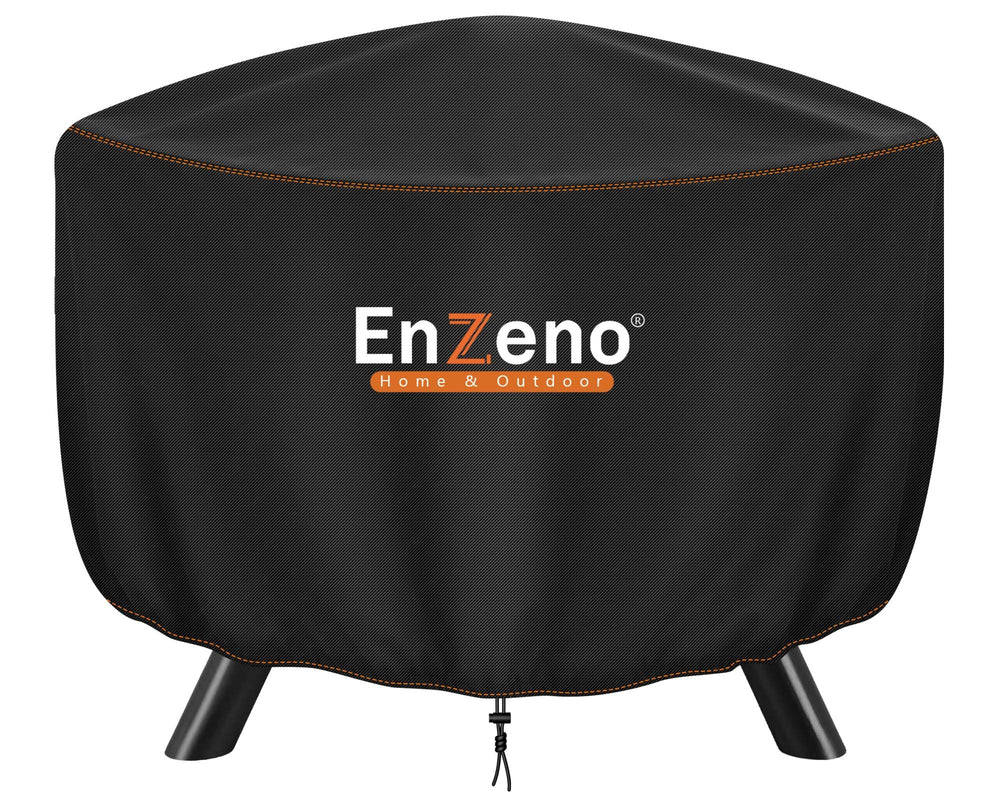 Enzeno Fire Pit Cover round 37 inches diameter black front view
