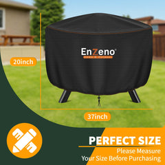 Enzeno Fire Pit Cover showcasing drawstring design for secure fit