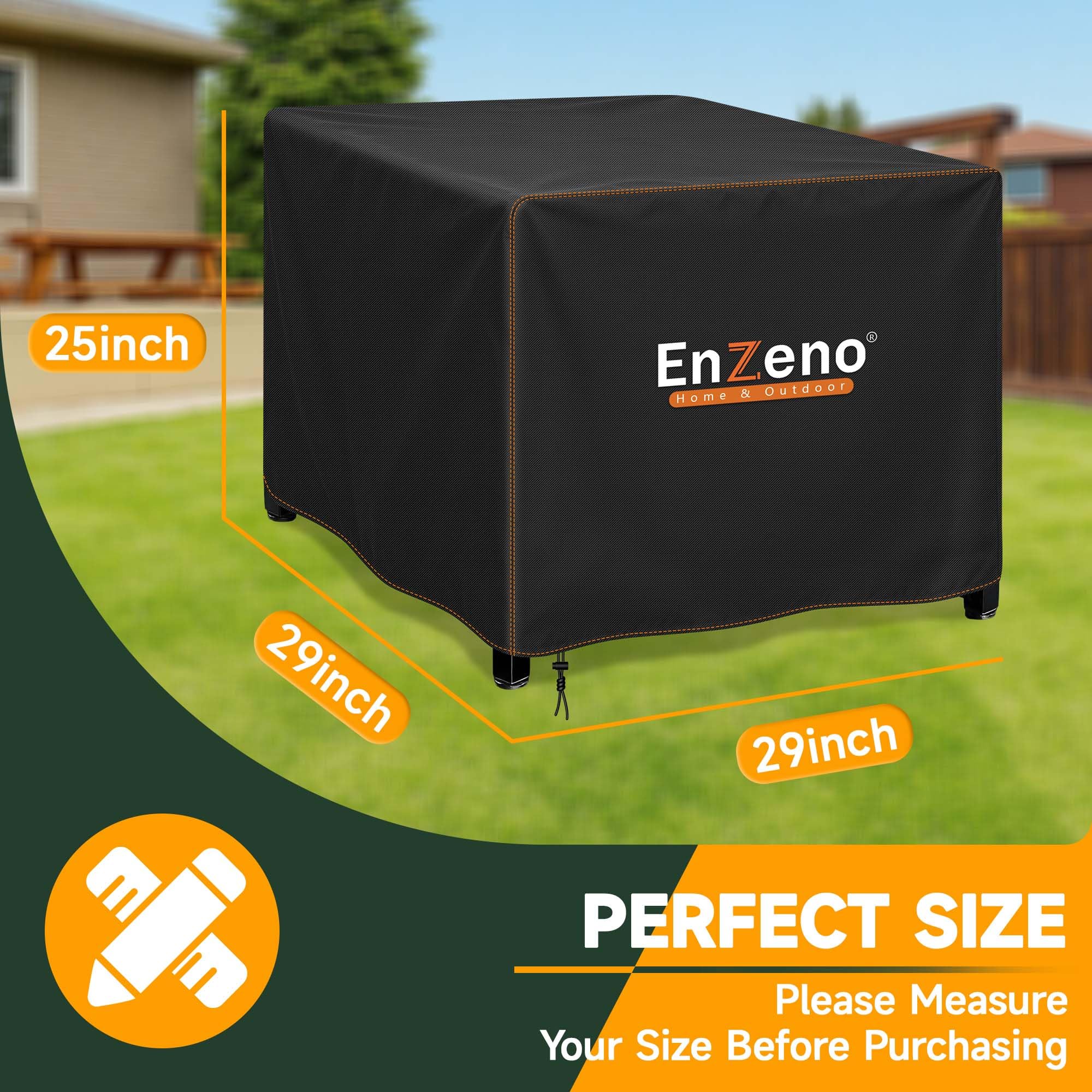 Enzeno Fire Pit Cover Square 29x29x25 inch black side view
