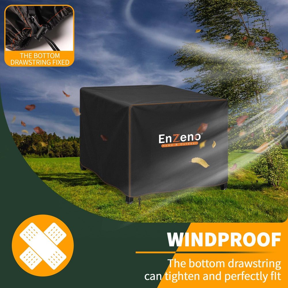 Enzeno Fire Pit Cover with drawstring for windproof performance
