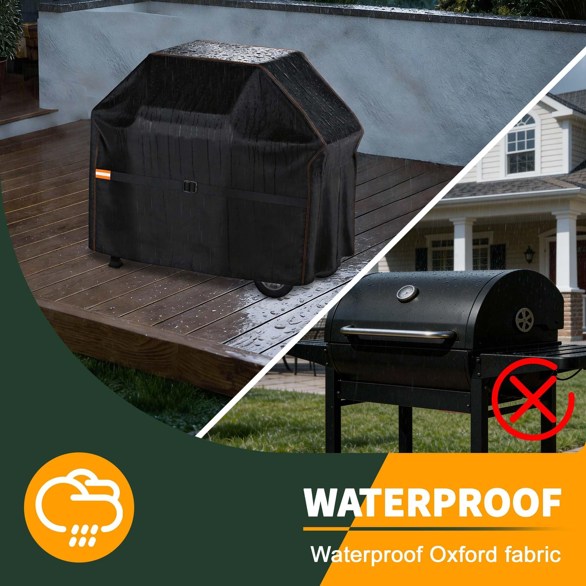 Enzeno Grill Cover 48 Inch displayed on a Weber grill