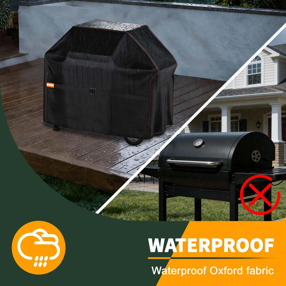 Enzeno Grill Cover 48 Inch displayed on a Weber grill