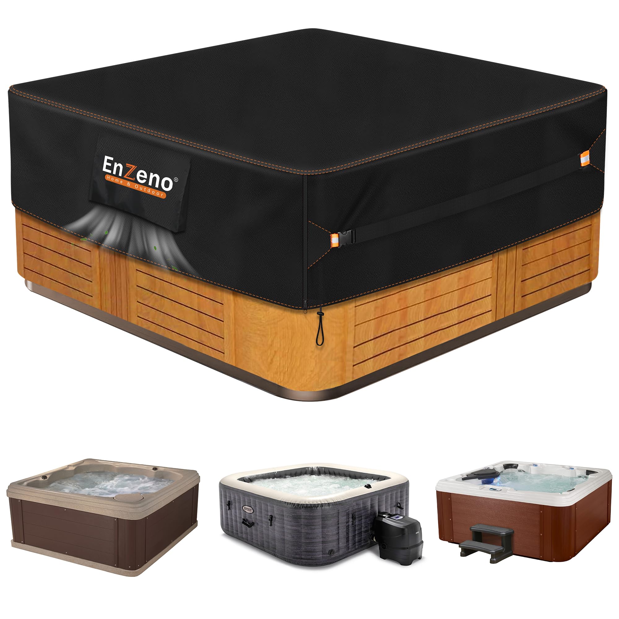 Enzeno Hot Tub Cover in black, front view